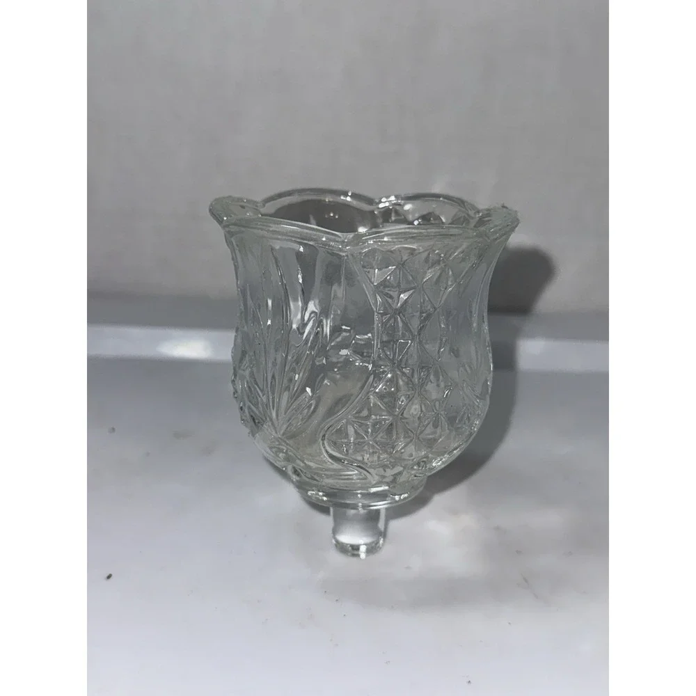 Vintage HOMCO Clear Diamond Pattern Fluted Glass Votive Candle Holder 3.5